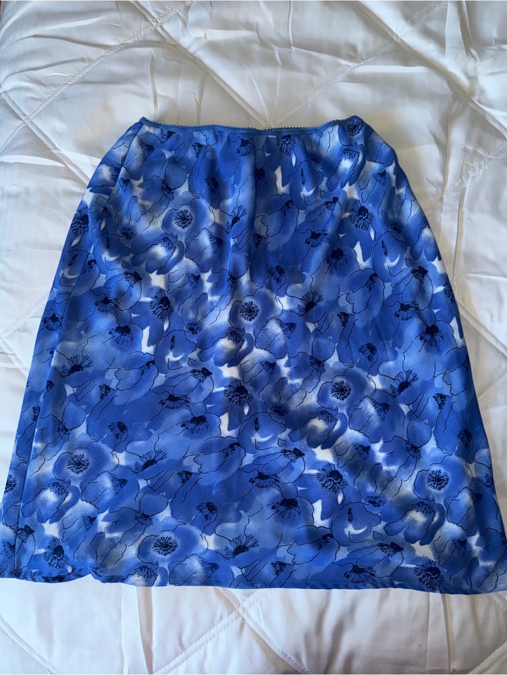 Vintage 90s Blue Floral Midi Skirt A-Line Cottagecore Y2K Size M - Picture 2 of 5
